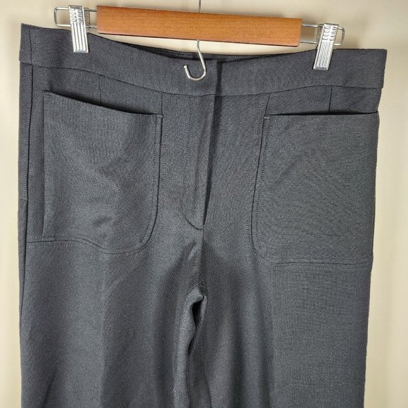 Loft Pants Womens 8 Black Wide Leg Crop Capri Knit Ponte Trouser Slacks Stretch - Picture 2 of 14